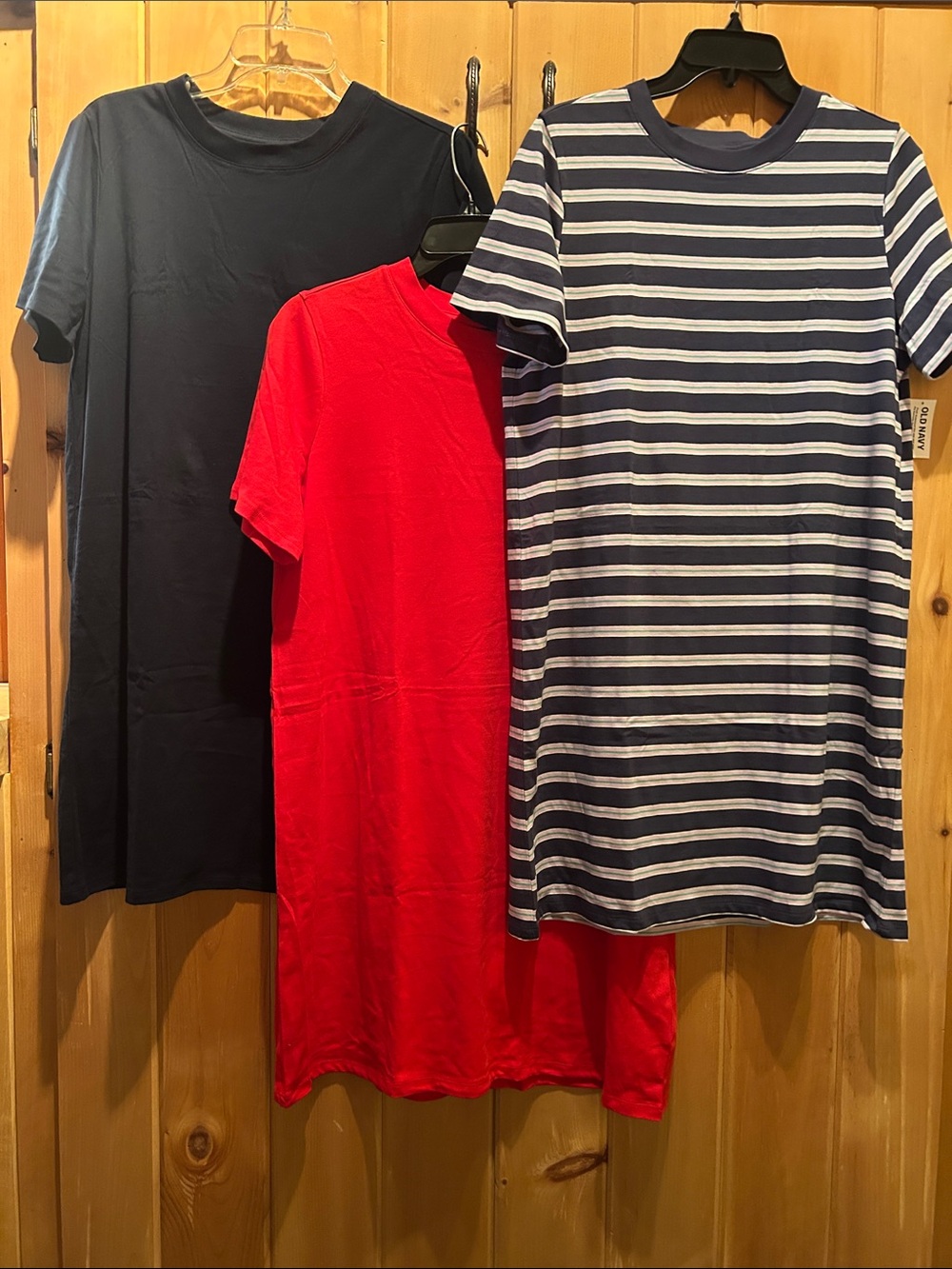 Old Navy set of 3 , Navy, Red & Navy Stripe Short-Sleeve T-Shirt Dresses